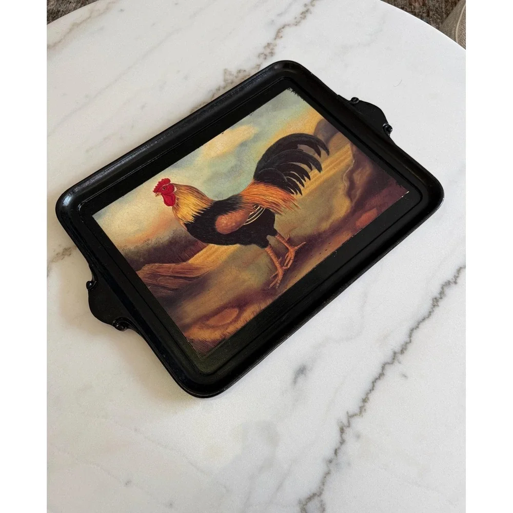 Vintage Italian Rooster Tray, Vietri‎ Wall Hanging